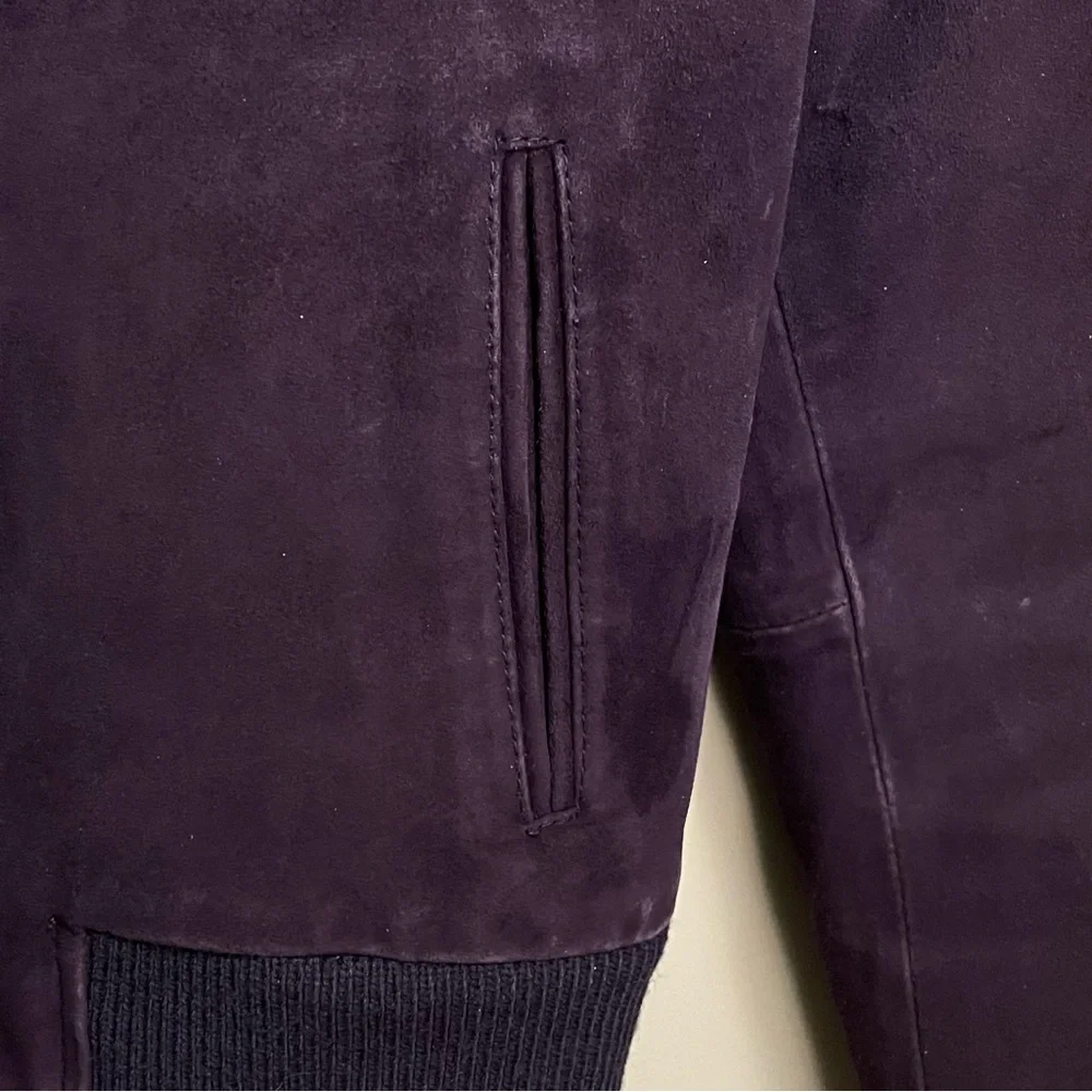 Altea Vintage Purple Suede Leather Bomber Jacket Women’s Italian 40 or Small - Picture 7 of 14